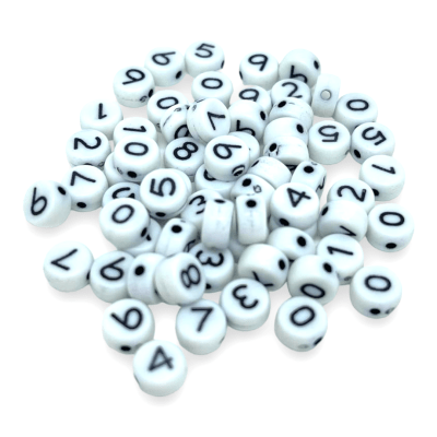 Cuenta número plástico redondo pasador surtido / 10 grs