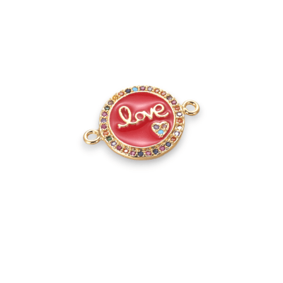 Dije conector esmaltado círculo love  zircón / unidad