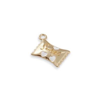 Dije esmaltado candy caramelo 16 mm baño de oro / unidad