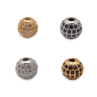 Cuenta esfera pasadora 8.5x8 mm zircón / unidad