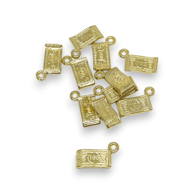 Dije colgante billete 100 dolares baño de oro / unidad