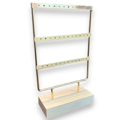 Exhibidor de aros zarcillos pendientes 18 pares metal y madera / unidad