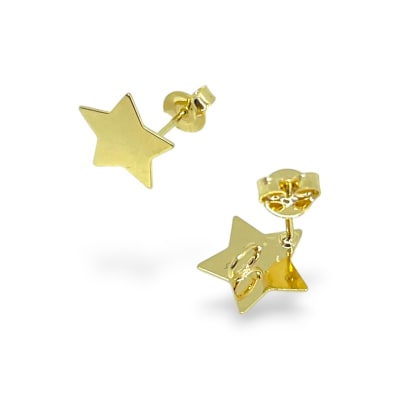 Base de aros topito estrella 11 mm baño de oro / par