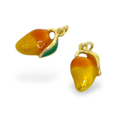 Dije colgante mango 13 mm esmaltado baño de oro / unidad