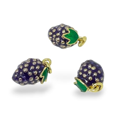 Dije colgante uva 13x9 mm esmaltado baño de oro / unidad