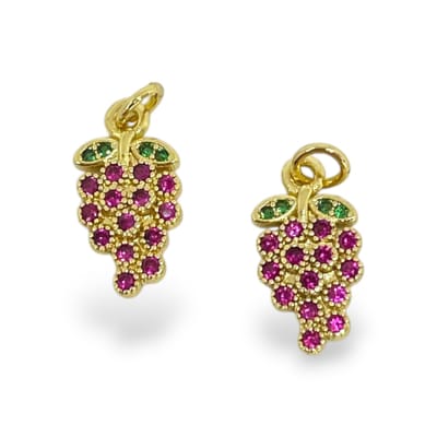 Dije colgante uva 14 mm zircón baño de oro / unidad
