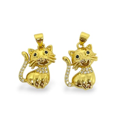 Dije colgante gato gatito 21x15 mm zircón baño de oro / unidad