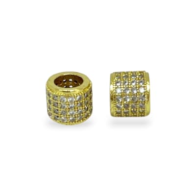 Cuenta pasador estilo europeo 7x6 mm zircón baño de oro / unidad