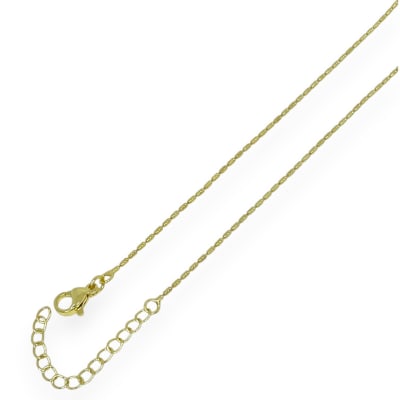 Cadena armada tejido mini arroz 1 mm con extensión baño de oro / unidad