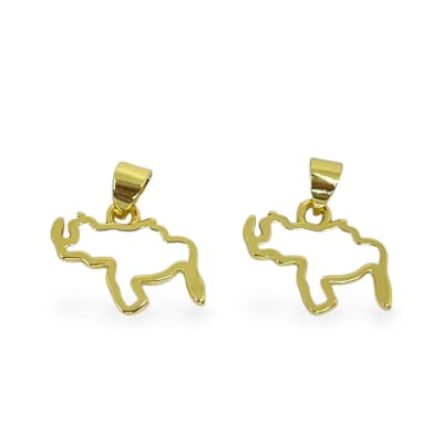 Dije colgante esmaltado mapa de venezuela 16x12 mm baño de oro / unidad