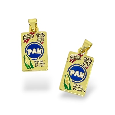 Dije colgante esmaltado paquete harina pan 16x10 mm baño de oro / unidad