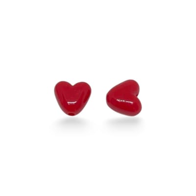 Dije Pasador corazón 10 mm rojo plástico / unidad