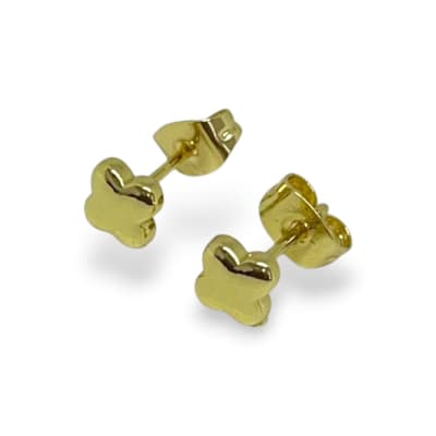 Aros topo topito mini trébol suerte cuatro hojas 6 mm baño de oro / par