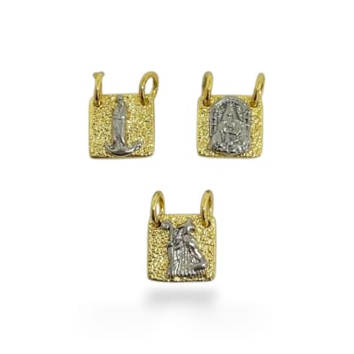 Dije colgante escapulario virgen baño de oro y platino 9 mm / unidad