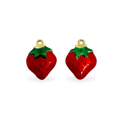 Dije colgante fresa frutilla fresita 12x15 esmaltado baño de oro / unidad