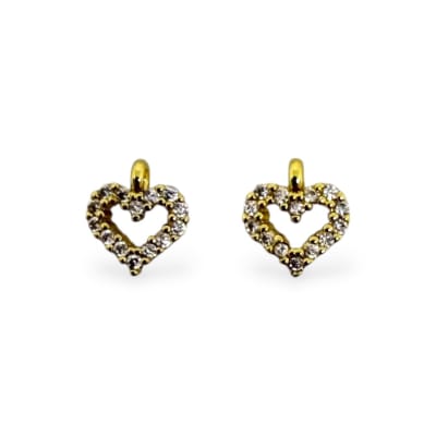 Dije colgante mini corazón silueta 8x9 mm zircón baño de oro / unidad