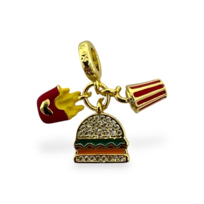 Colgante europeo charm hamburguesa papa frita bebida baño de oro / unidad