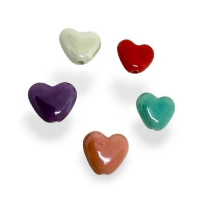 Pasador corazón 15x12 mm porcelana / unidad
