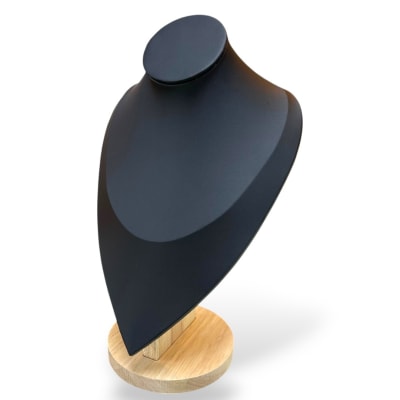 Exhibidor mostrario cuello alargado 29 cm madera eco cuero negro / unidad