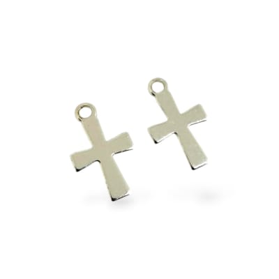 Mini dije cruz baño de plata 12x7 mm / unidad