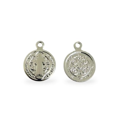 Mini dije medalla san benito baño de plata 8 mm / unidad