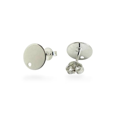 Base de aros topito redondo 10 mm plano baño plata / par