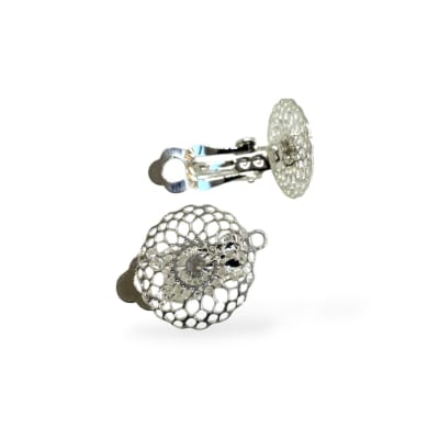 Base de aros topito a presión filigrana mandala 15 mm baño de plata / par