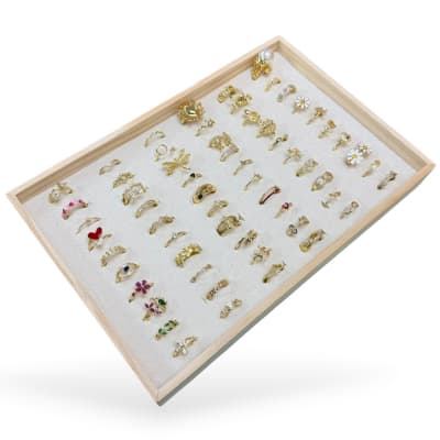 Exhibidor mostrario anillos 30x20 cm tela madera / unidad