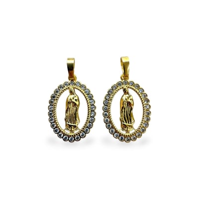 Dije colgante virgen guadalupe 15x22 mm zircón baño oro / unidad