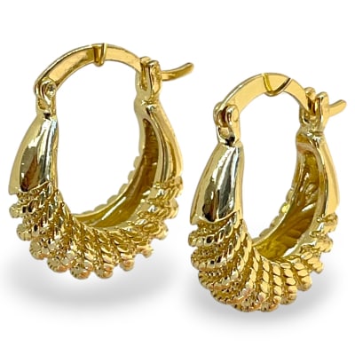 Aros argollas aretes bote texturizado rodio / unidad