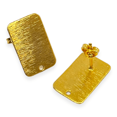 Base de aros rectángulo 20x13 mm baño de oro / par