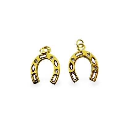 Dije colgante herradura 16x29 mm zircón baño de oro / unidad