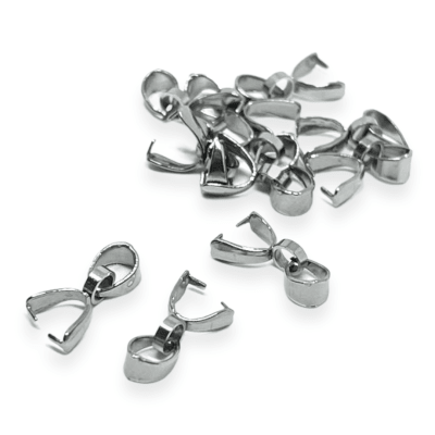 Porta dije Valier 13 mm acero plateado / 10 uds