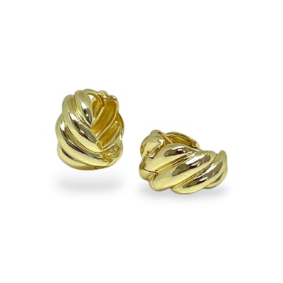 Aros argollas aretes torneados baño de oro / par