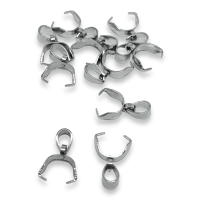 Porta dije Valier 20 mm acero plateado / 10 uds