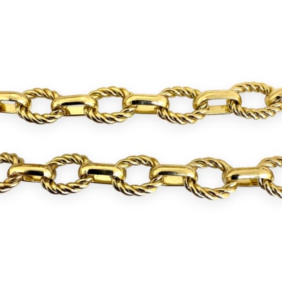 Cadena eslabones ovalados lisos y texturizados 9x13 mm baño de oro / metro