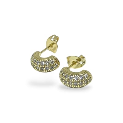 Aros topo topito zircón elegante baño de oro / par