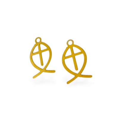 Dije colgante religioso pez cruz jesús gold-filled / unidad