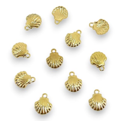 Mini dije concha de mar ostra 9x7 mm gold-filled / unidad