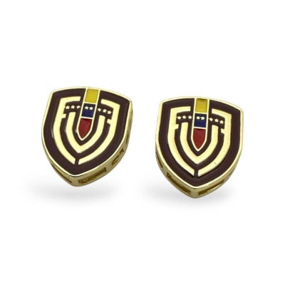 Dije pasador escudo vinotinto venezuela 18x15 mm baño oro / unidad