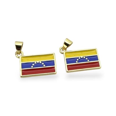 Dije colgante bandera venezuela 16x10 mm baño oro / unidad