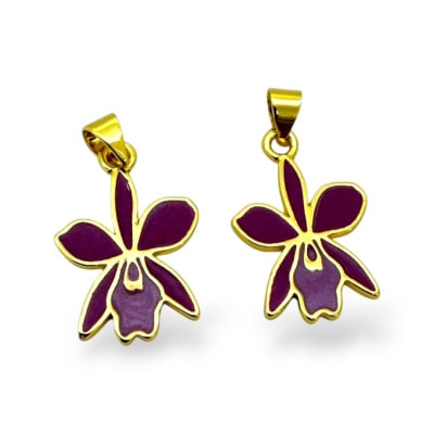 Dije Colgante flor orquídea venezuela 20x15 mm baño oro / unidad