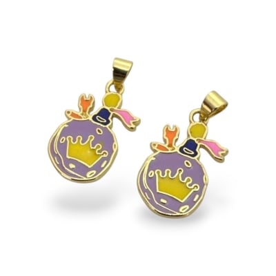 Dije colgante esmaltado el principito 20x15 mm baño oro / unidad