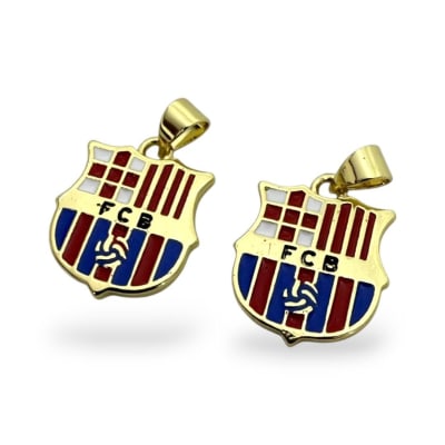 Dije colgante escudo barcelona futbol 15 mm baño oro / unidad