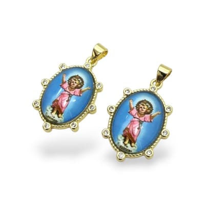 Dije colgante óvalo divino niño jesús baño oro / unidad