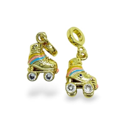 Colgante europeo charm patines 15x10 mm baño oro / unidad