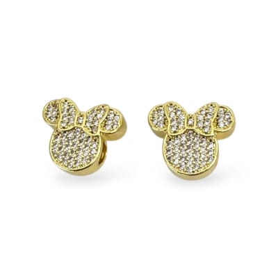 Pasador europeo charm mickey minnie baño oro zircón / unidad