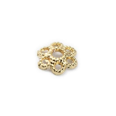 Tapa de cuentas piedras abalorios flor baño de oro / 10 uds