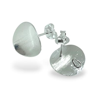 Base de aros topito redonda texturizada 13 mm baño de plata / par