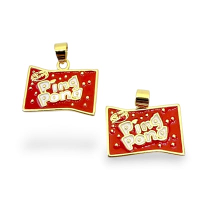 Dije colgante esmaltado ping pong venezolano 23x15 mm baño de oro / unidad